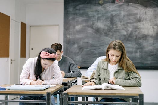 illustration of students studying together