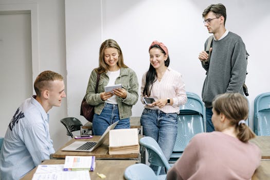 College students studying together