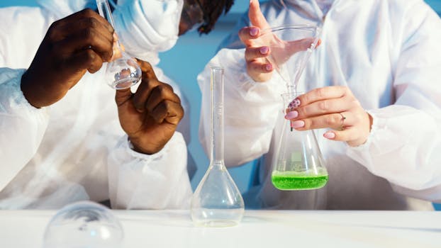 students working on a lab experiment