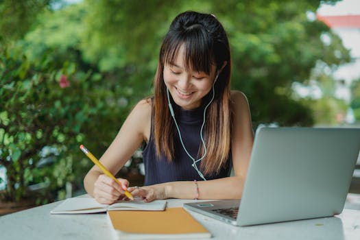 A student using a planner to manage study time