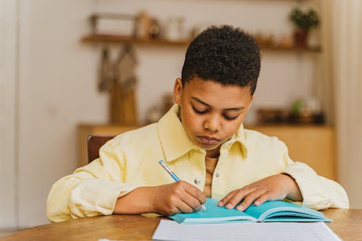 focused student studying