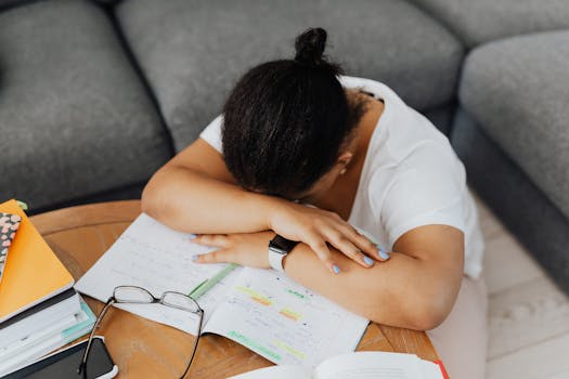 student taking a break while studying