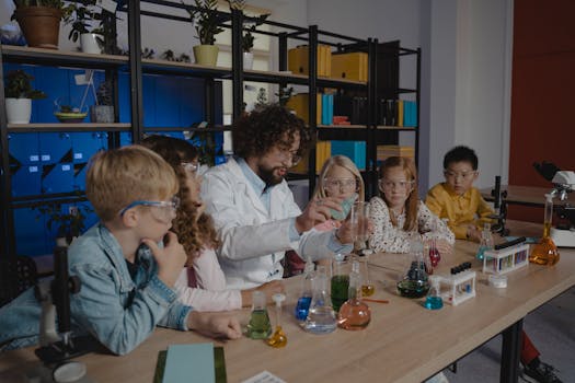 students collaborating in a lab setting