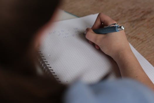 student studying with notes