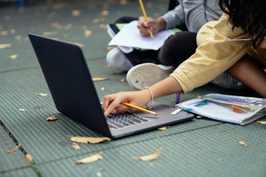 Student studying with a friend