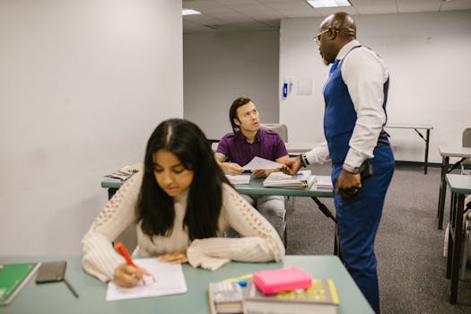 students preparing for a group quiz