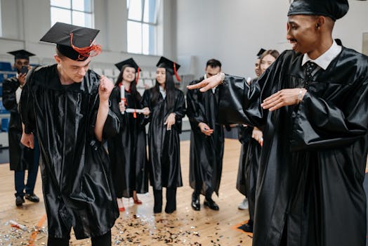 group of students celebrating their success