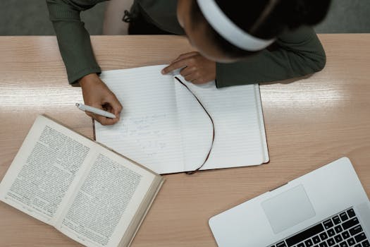 student reviewing notes