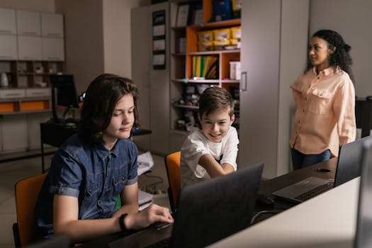 students studying with digital tools