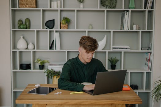 Student using a tablet to access study materials